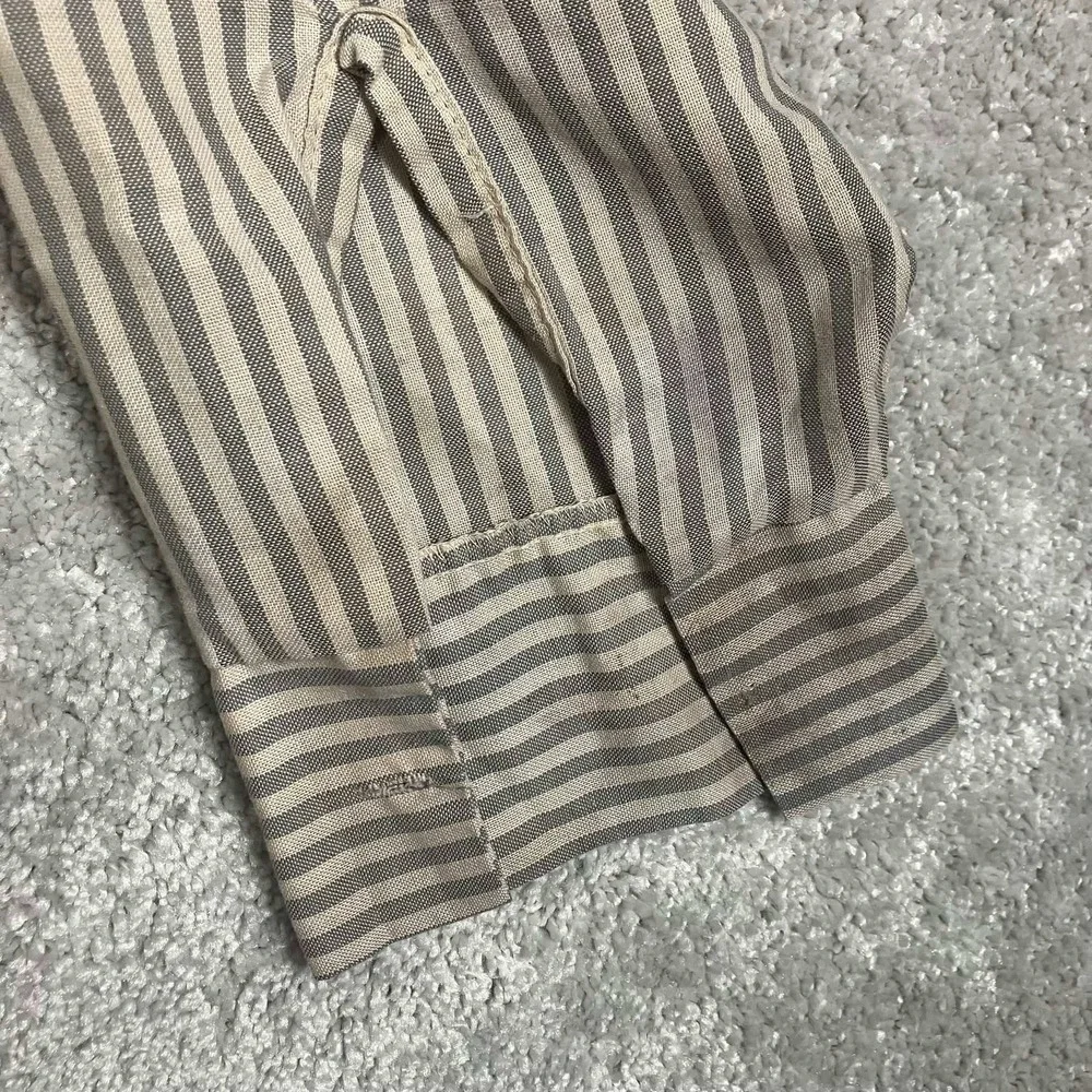 Vintage 70s Big Donlin Mens Striped Work Shirt Long Sleeve Grey Tan 16-16.5 L - Picture 7 of 16